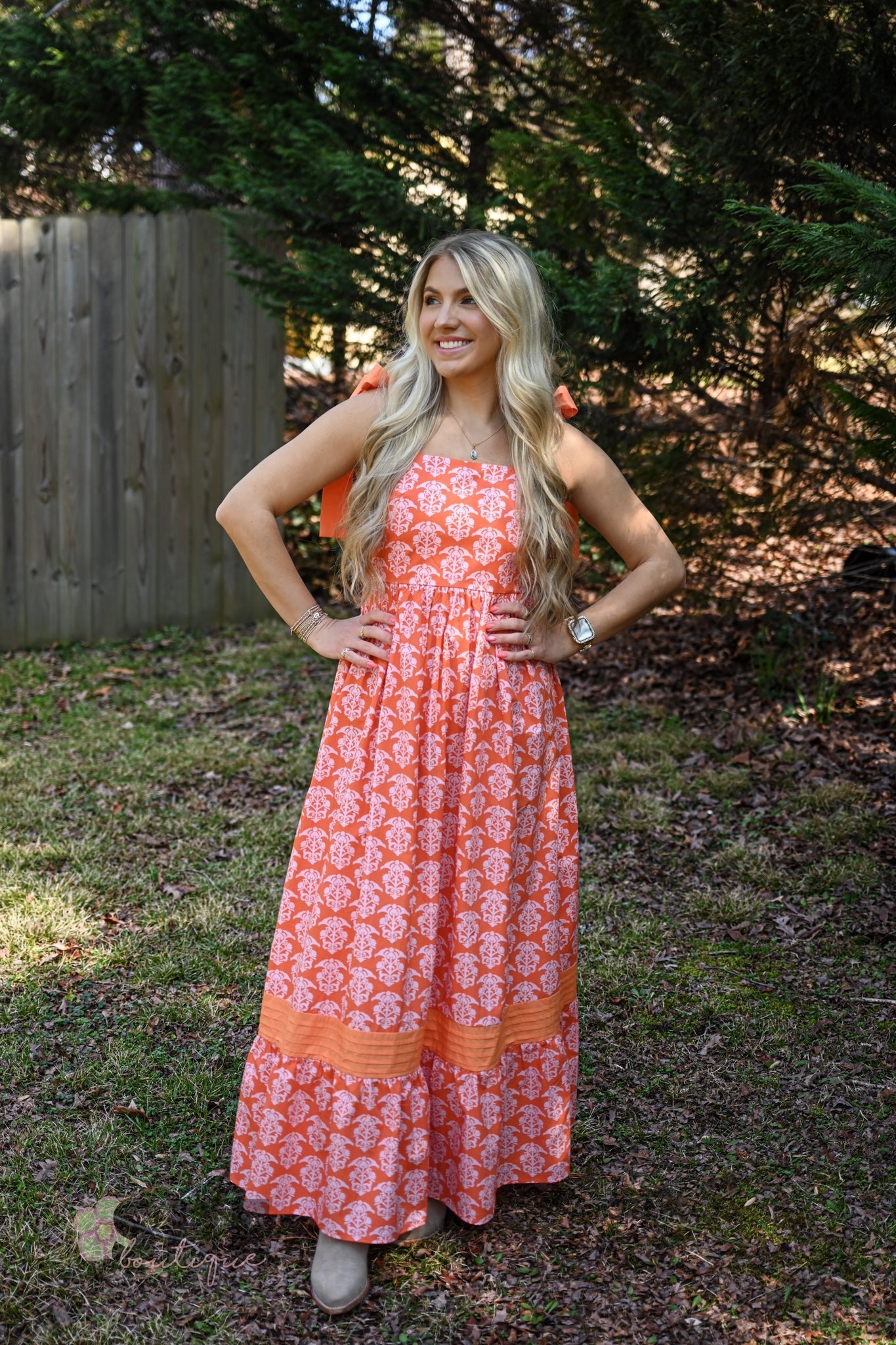 Grapefruit Flare Maxi Dress - She Chester