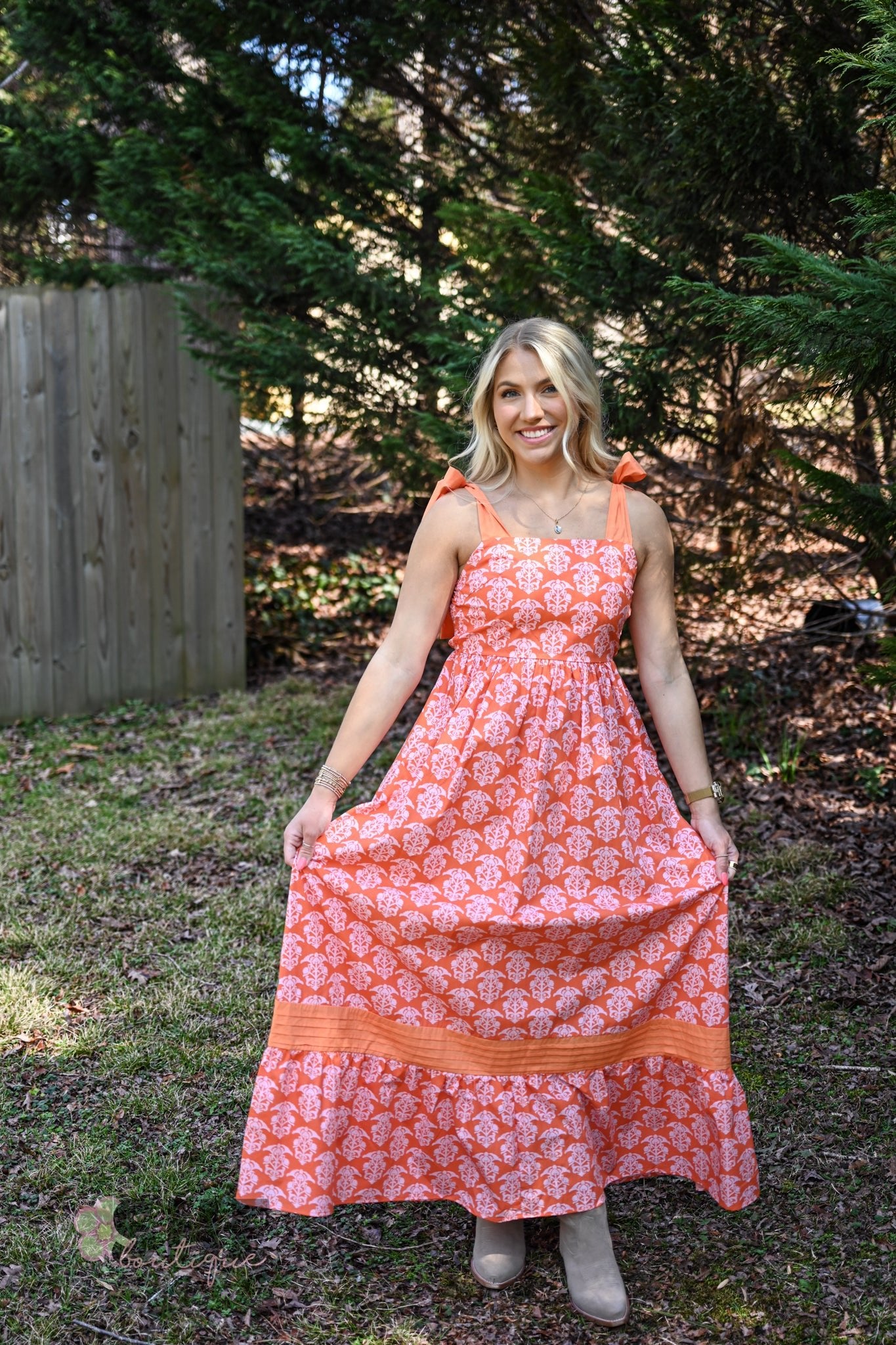 Grapefruit Flare Maxi Dress - She Chester