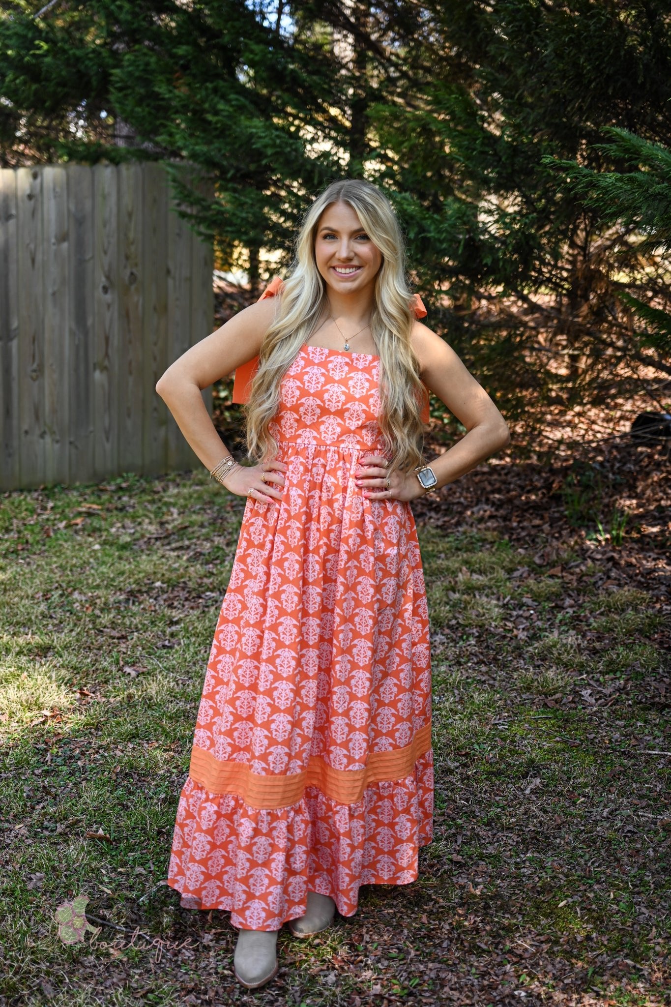 Grapefruit Flare Maxi Dress - She Chester