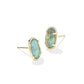 GRAYSON STONE STUD EARRINGS GOLD DEEP AQUA ILLUSION - She Chester