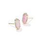 GRAYSON STONE STUD EARRINGS GOLD PINK IRIDESCENT MOTHER OF PEARL - She Chester