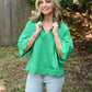 Green Break Through Scalloped Top - She Chester