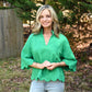 Green Break Through Scalloped Top - She Chester