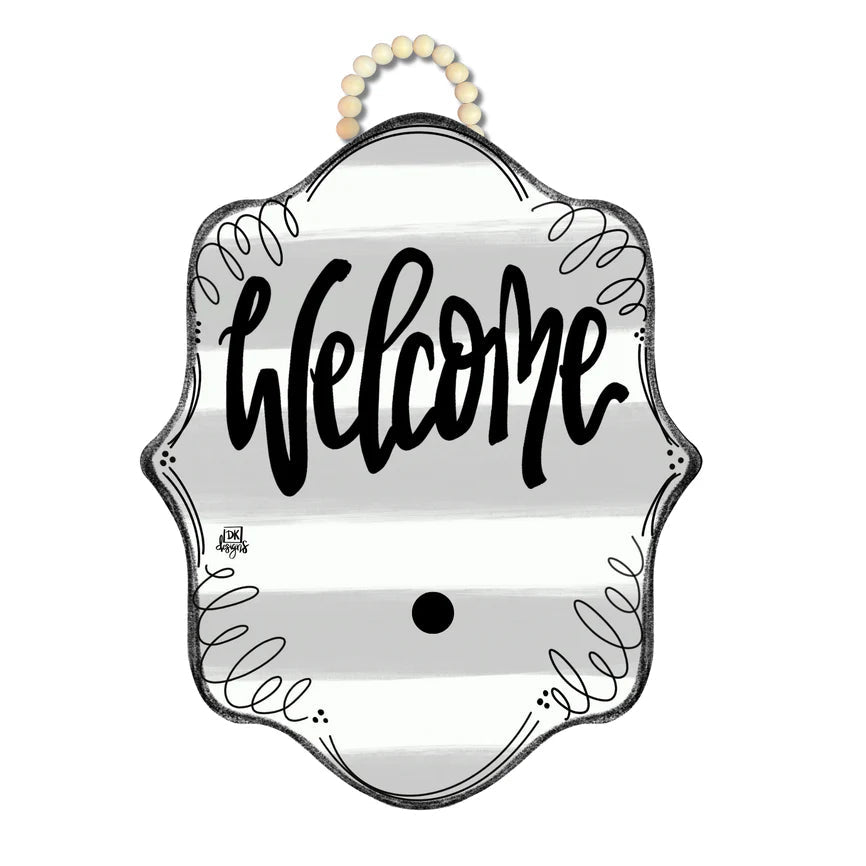 Grey Striped Bloom Welcome Insert Sign - She Chester