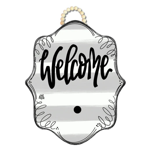 Grey Striped Bloom Welcome Insert Sign - She Chester