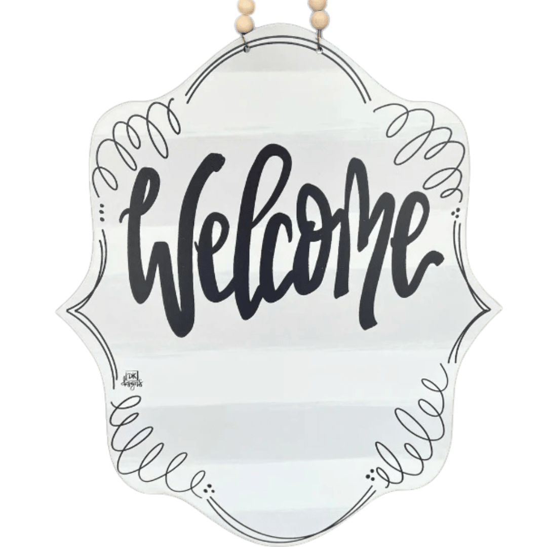Grey Striped Welcome Insert Sign - She Chester