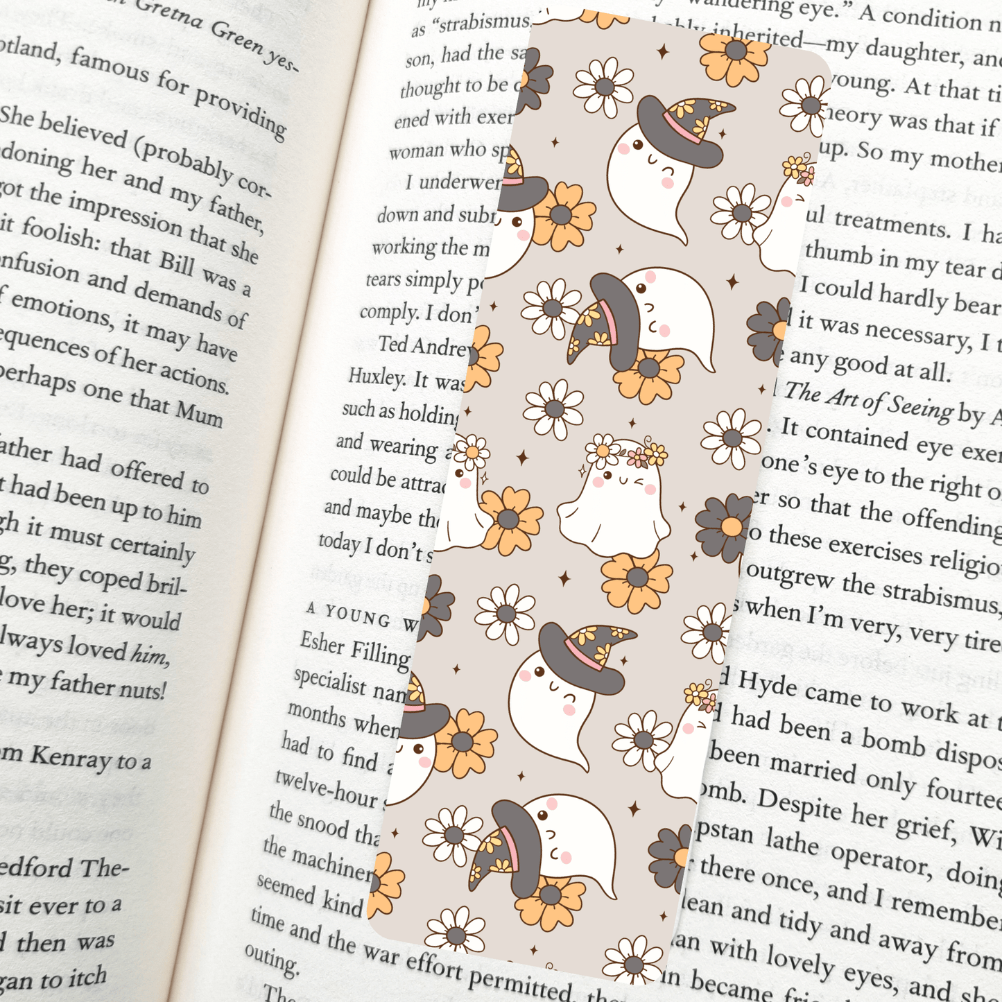 Groovy Witches Bookmark – Floral Ghosts, Soft Matte Finish - She Chester