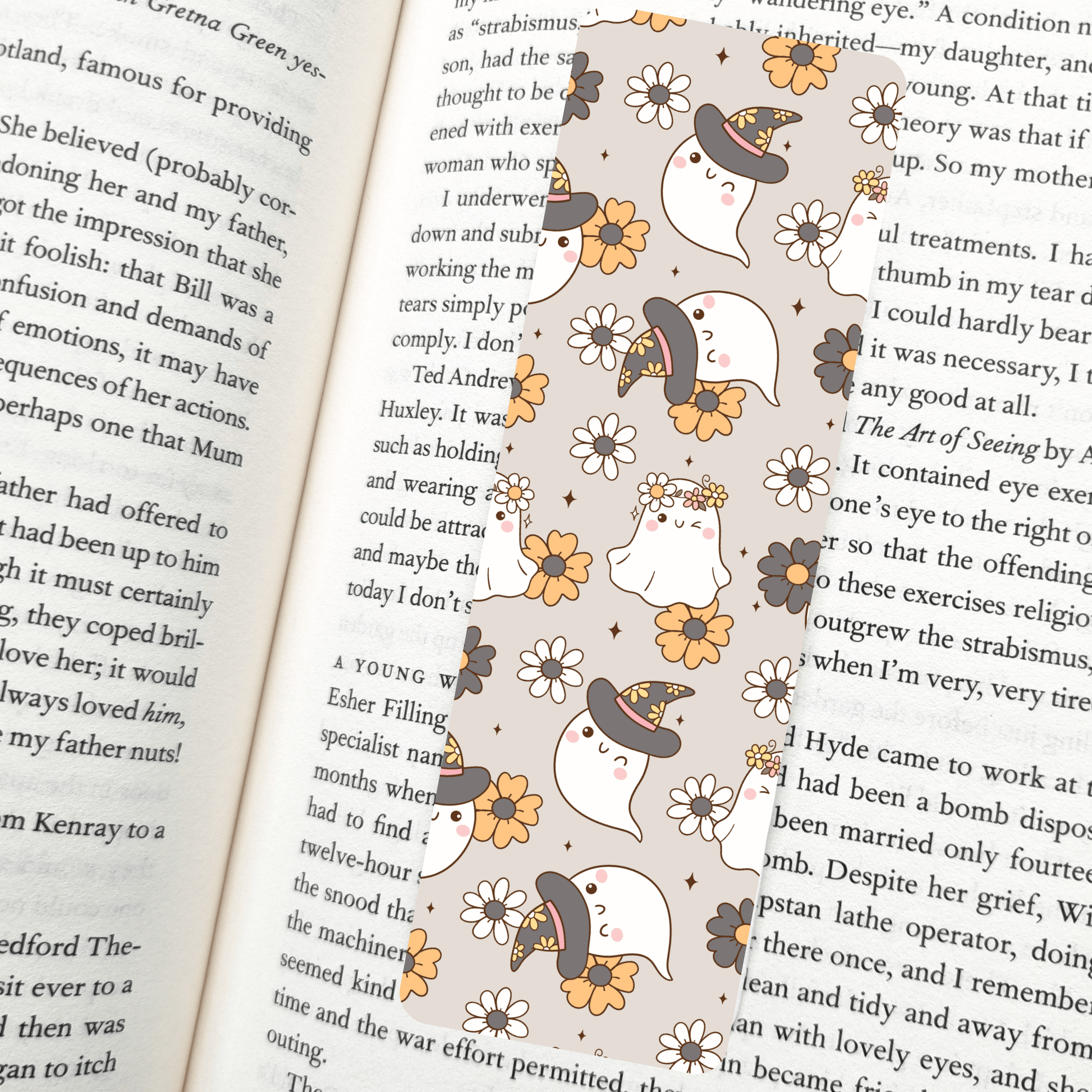 Groovy Witches Bookmark – Floral Ghosts, Soft Matte Finish - She Chester