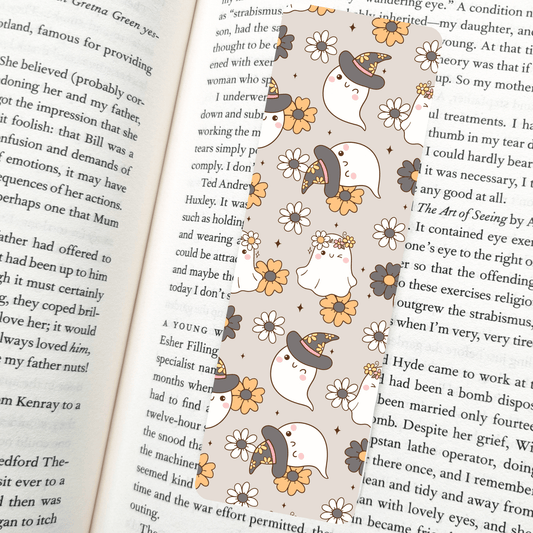 Groovy Witches Bookmark – Floral Ghosts, Soft Matte Finish - She Chester