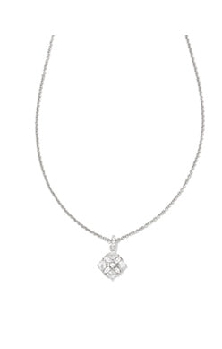 DIRA CRYSTAL SHORT PENDANT NECKLACESILVER WHITE CRYSTAL