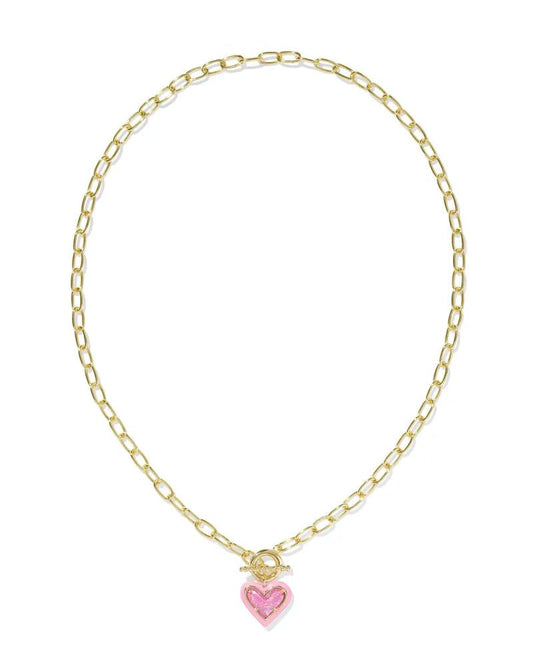 Haisley Heart Enamel Blush Rhod Necklace - She Chester