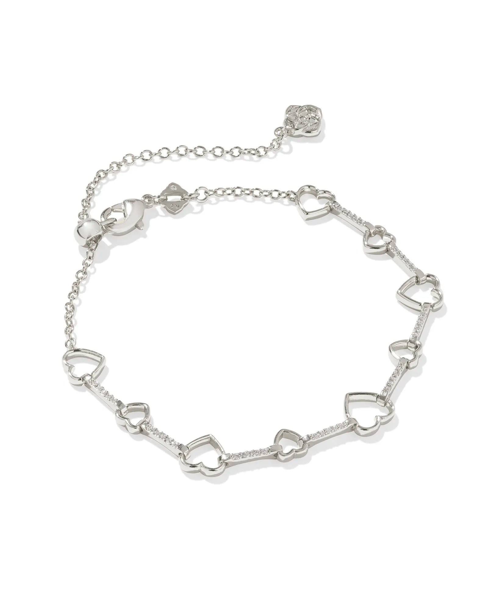 Haisley Heart Rhod White Crystal Bracelet - She Chester