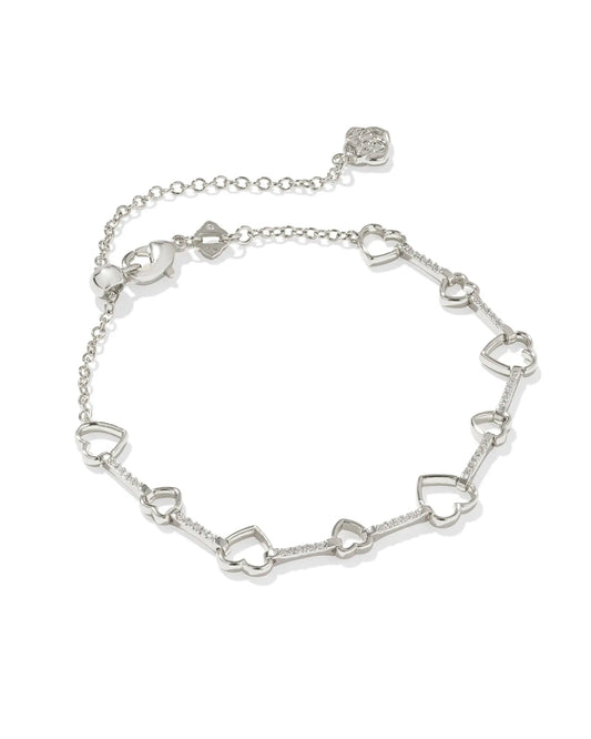 Haisley Heart Rhod White Crystal Bracelet - She Chester