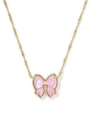 Haley Bow Gold Blush MOP Necklace - She Chester
