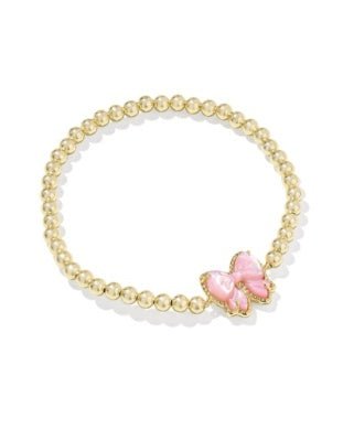 Haley Bow Gold Blush MOP Stretch Bracelet - She Chester