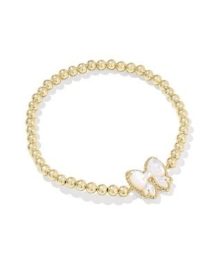 Haley Bow Gold Ivory MOP Stretch Bracelet - She Chester