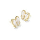 Haley Bow Gold Ivory MOP Stud Earrings - She Chester