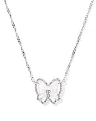 Haley Bow Rhodium Ivory MOP Necklace - She Chester