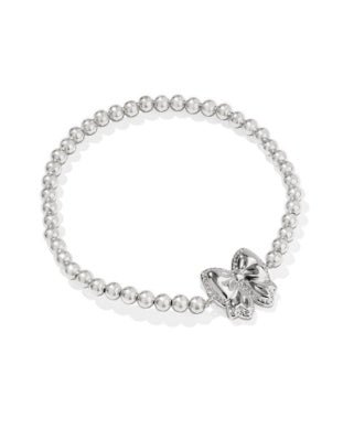 Haley Bow Rhodium Ivory MOP Stretch Bracelet - She Chester