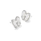 Haley Bow Rhodium Ivory MOP Stud Earrings - She Chester