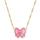 HALEY BOW SHORT PENDANT NECKLACE GOLD ROSE VIOLET MOTHER OF PEARL - She Chester