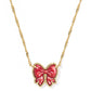 HALEY BOW SHORT PENDANT NECKLACEGOLD SCARLET RED MOTHER OF PEARL - She Chester