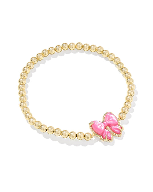 HALEY BOW STRETCH BRACELET GOLD ROSE VIOLET MOTHER OF PEARL - She Chester