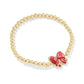 HALEY BOW STRETCH BRACELET GOLD SCARLET RED MOTHER OF PEARL - She Chester