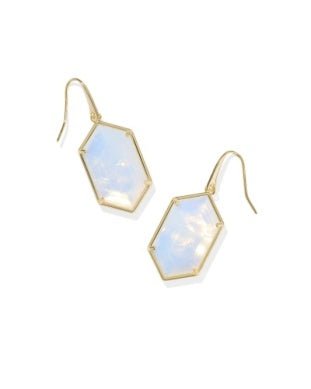 Hallie Drop Earrings Gold Opalite Illusion - She Chester
