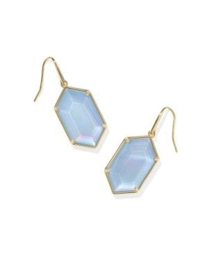 Hallie Drop Earrings Gold Sky Blue MOP - She Chester