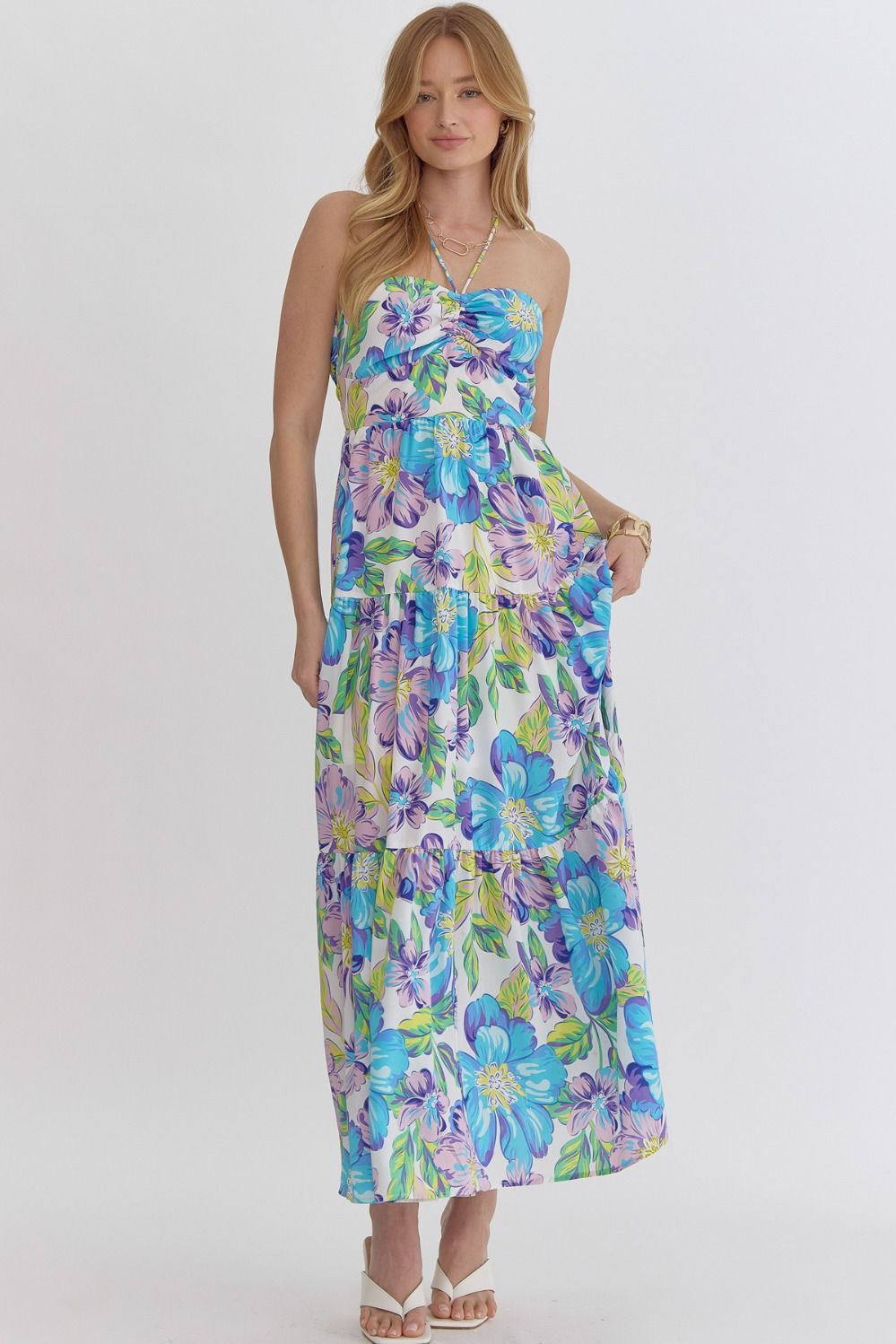 Hallie Floral Halter Dress - She Chester