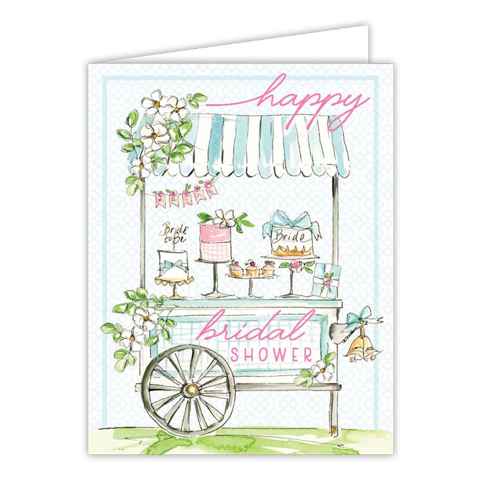 Handpainted Bridal Shower Pastry Cart Greeting Card - She Chester