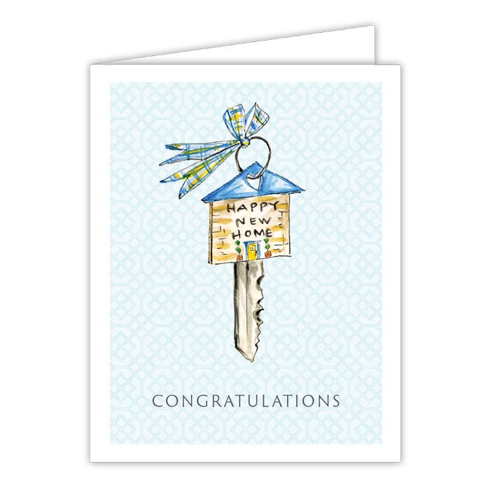 Handpainted Happy New Home Key Greeting Card - She Chester