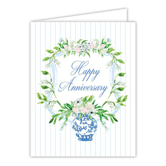 Happy Anniversary Floral Wreath Chinoiserie Greeting Card - She Chester