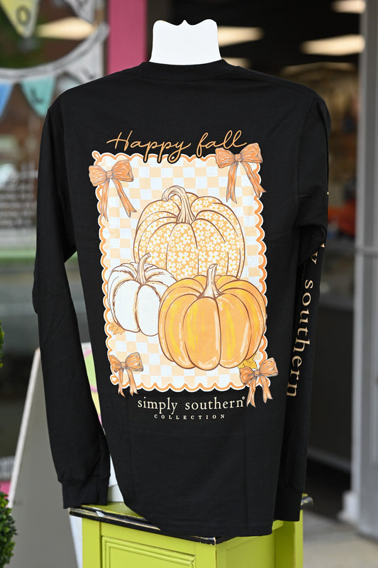 Happy Fall Black LS Tee - She Chester