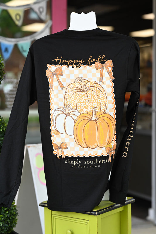 Happy Fall Black LS Tee - She Chester