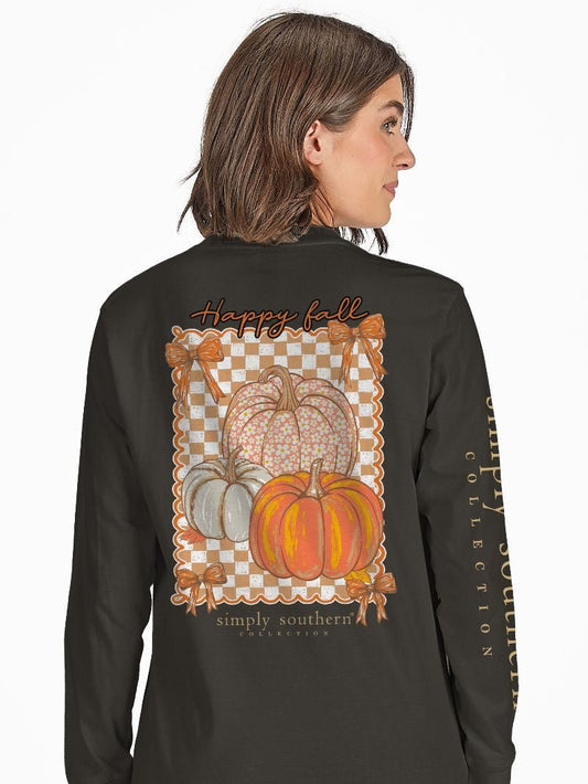 Happy Fall Black LS Tee - She Chester