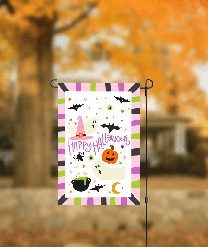 Happy Halloween Icons Garden Flag - She Chester