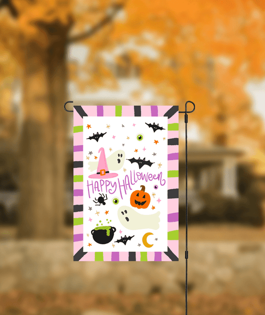 Happy Halloween Icons Garden Flag - She Chester