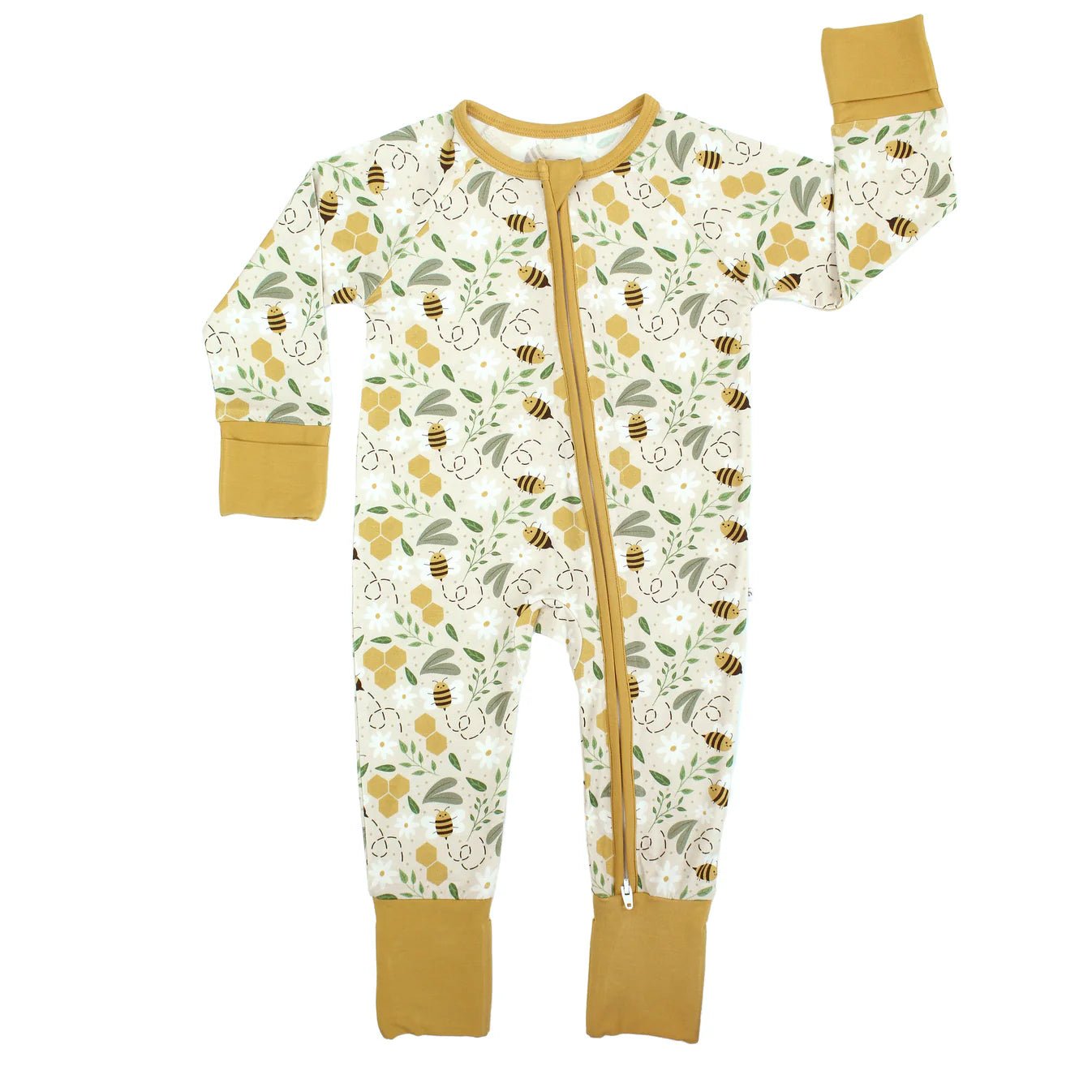 Happy Honey Bees Bamboo Convertible Baby Pajamas - She Chester