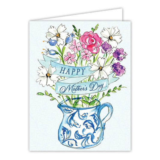 Happy Mother's Day Flowers in Blue Pitcher Greeting Card - She Chester