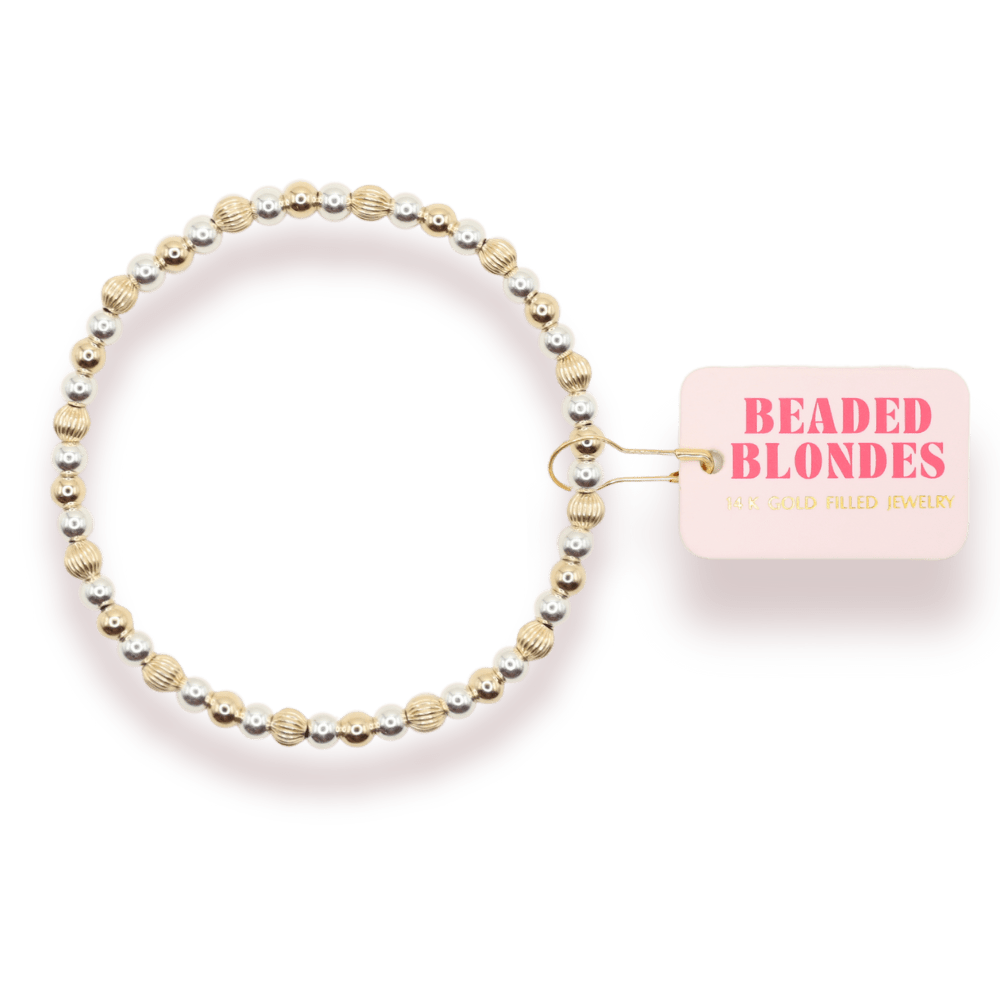 Haven Mixed Metal Fluted Bracelet: Standard 6.75 inch - She Chester
