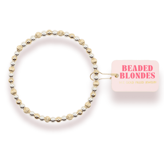 Haven Mixed Metal Fluted Bracelet: Standard 6.75 inch - She Chester