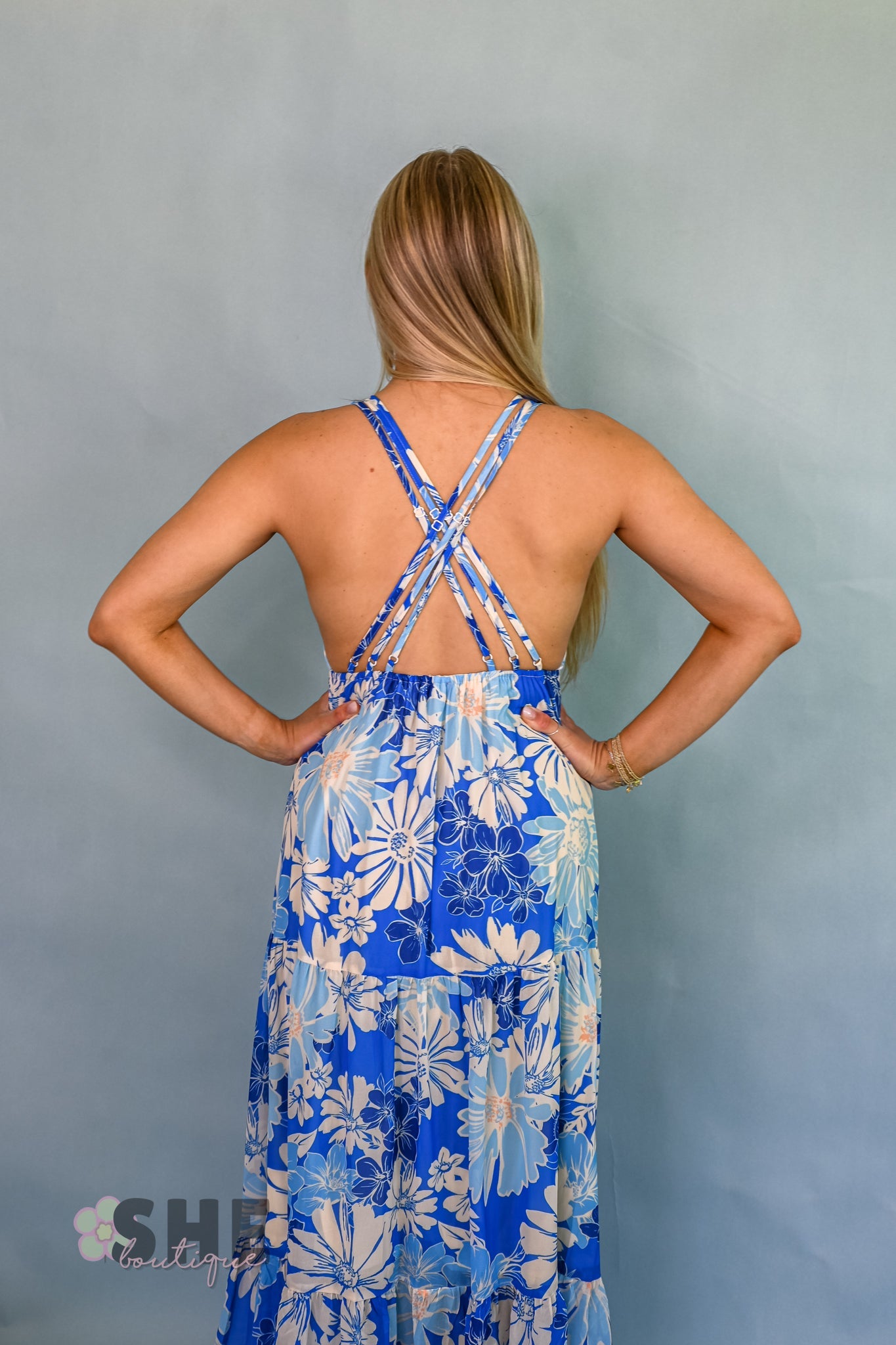 Hawaiian Blue Maxi Dress - She Chester