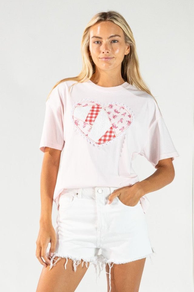 Heart Patchwork Pink Short Sleeve - She Chester