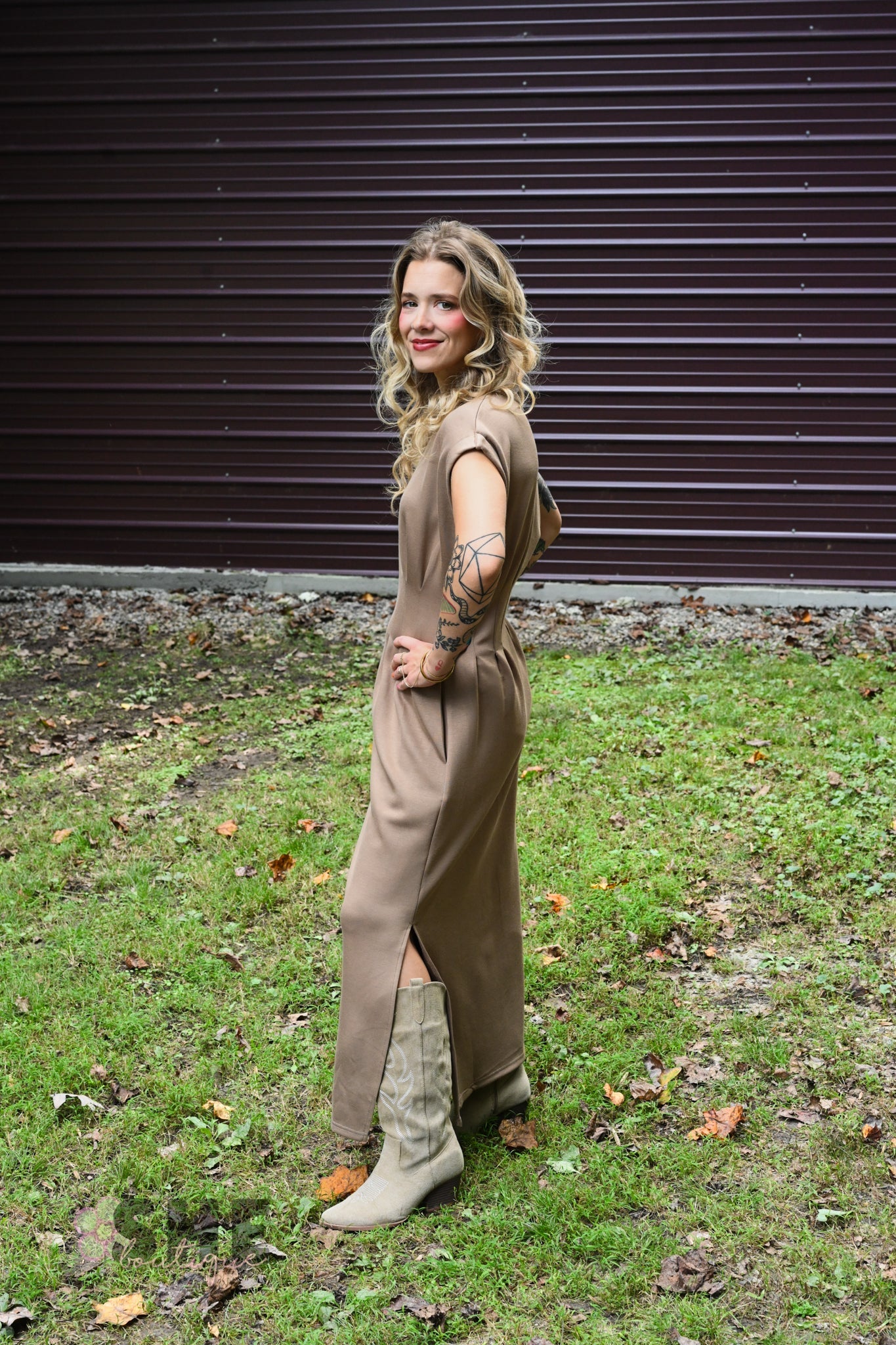 Heidi Latte Maxi Dress - She Chester