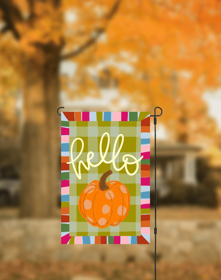 Hello Pumpkin Jewel Tone Garden Flag - She Chester