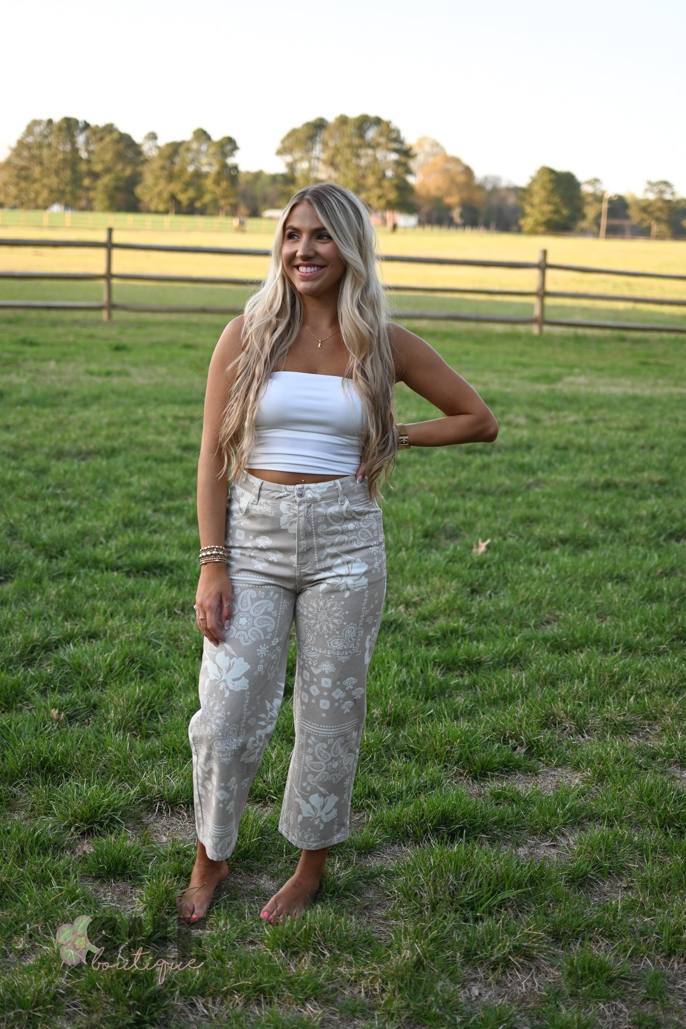 Hibiscus Paisley Straight Fit Jeans - She Chester