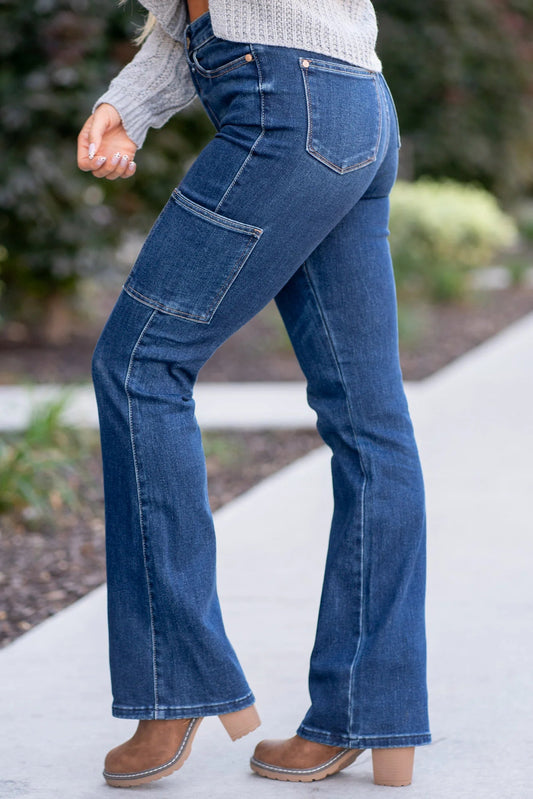 High Waist Cargo Bootcut Jeans Style 88872 - She Chester