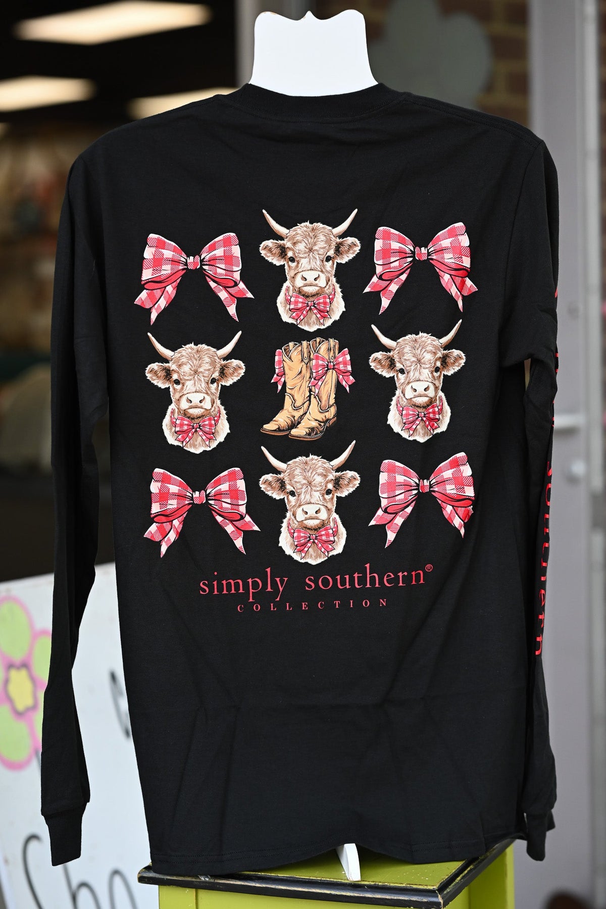 Highland Cow Bow LS Tee - She Chester